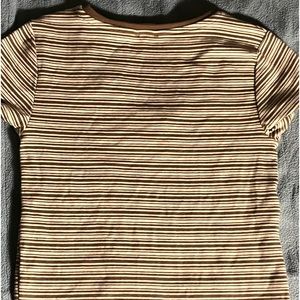 (xs/s) Cotton On- Brown V-cut stripped shirt